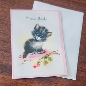 Vintage Cute Kitten Thank You Card